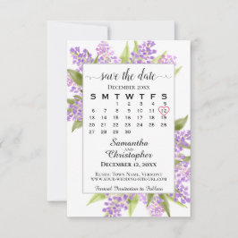 Save The Date Aquarelle Lilacs & Calendrier Elegant Mariage Boho