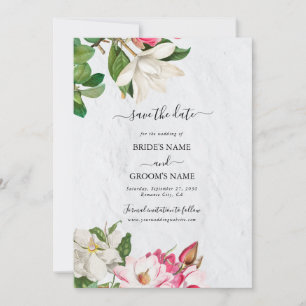 Save The Date Aquarelle Magnolia Fleurs Mariage