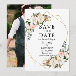 Save The Date Aquarelle Magnolias Roses Roses Roses Rose Geo Cad