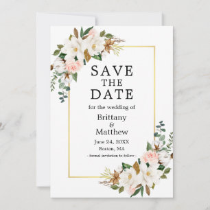Save The Date Aquarelle Magnolias Roses Roses Roses Roses Roses 