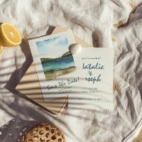Aquarelle Main Tirée Plage Rétro Mariage unique