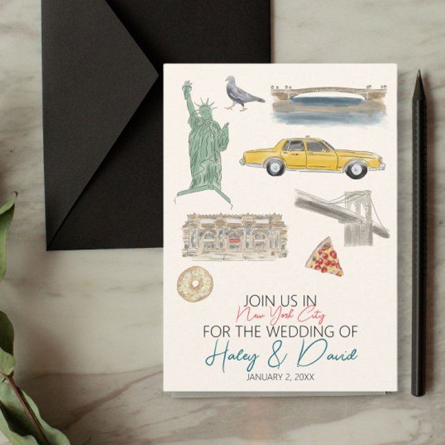 Save The Date Aquarelle Mariage de New York (Créateur téléchargé)