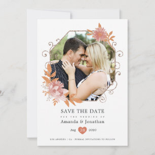 Save The Date Aquarelle Mariage en terre cuite géométrique