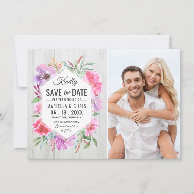 Save The Date Aquarelle mariage Enregistrer la date Découpage ph (Devant)