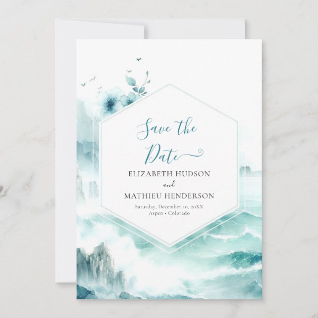Save The Date Aquarelle Mariage nautique imprimable (Devant)