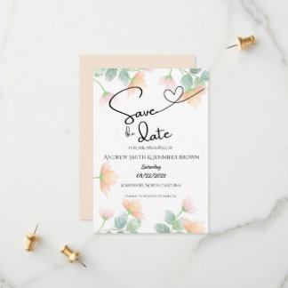 Save The Date Aquarelle Mariage Semi-Transparent Pêche et Sauge