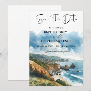 Save The Date Aquarelle mariage sur la côte Big Sur Californie