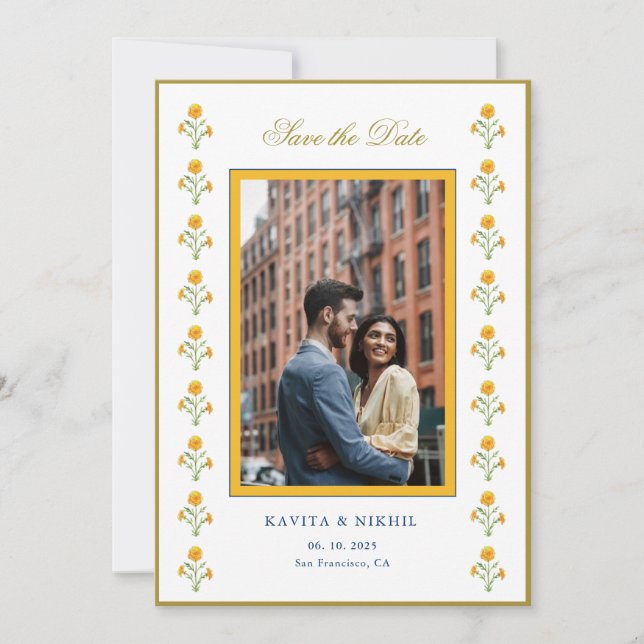 Save The Date Aquarelle marigold Photo Enregistrer la date (Devant)