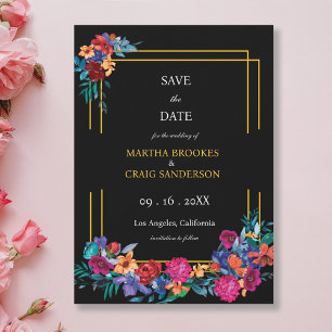 Save The Date Aquarelle mexicaine Fleur Mariage noir