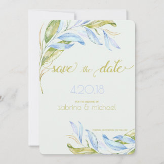 Save The Date Aquarelle Moderne Boho Branches Feuilles STD