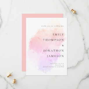 Save The Date Aquarelle moderne Corail rose Mariage