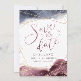 Save The Date Aquarelle moderne Dusk Calligraphie géométrique