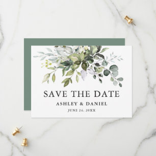 Save The Date Aquarelle moderne élégante Vert Sage Vert