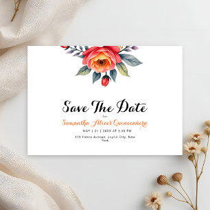 Save The Date Aquarelle moderne Floral 15e anniversaire Quincean
