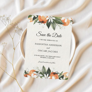 Save The Date Aquarelle moderne Orange & Beauté Feuille