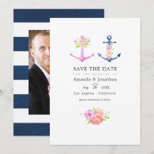Aquarelle Nautique Thème Floral Mariage Photo