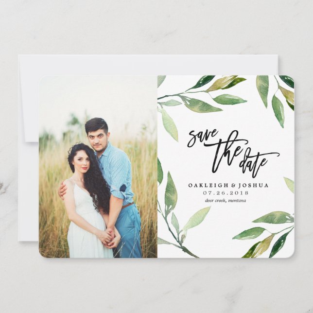 Save The Date Aquarelle Olive Branch Enregistrer la date avec la (Devant)