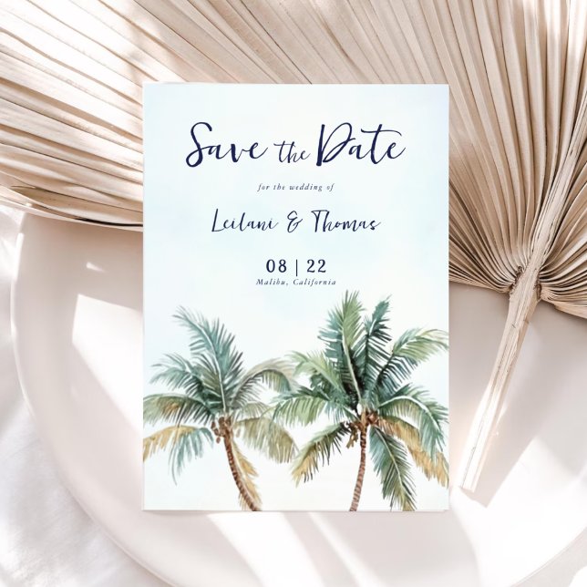 Save The Date Aquarelle Palm Tree Plage tropicale Mariage (Créateur téléchargé)