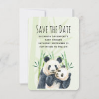 Aquarelle Panda Ours Maman & Bébé en Bambou