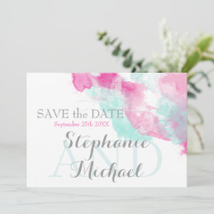 Save The Date Aquarelle Papillon de canneberge Mint SavetheDate