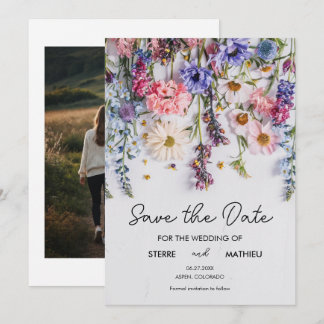 Save The Date Aquarelle Pastels Fleurs sauvages
