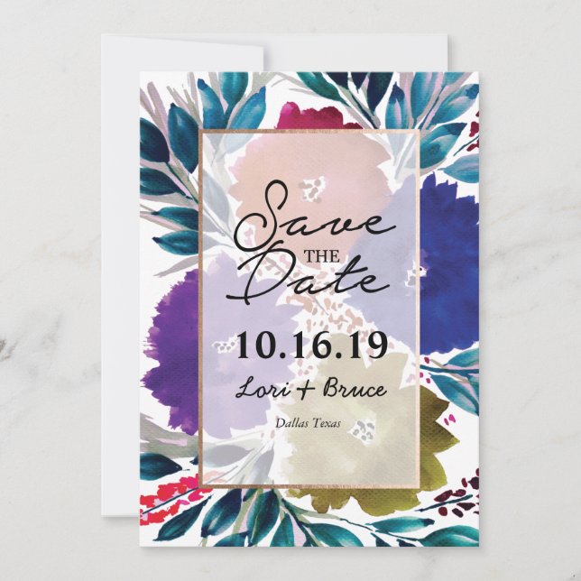 Save The Date Aquarelle peinte à la main Fleur Enregistrer la da (Devant)