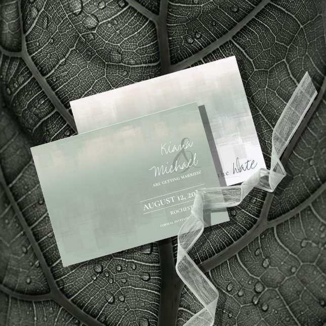 Save The Date Aquarelle Réflexions Mariage Sage ID774 (Créateur téléchargé)