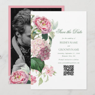 Save The Date Aquarelle romantique Fleurs roses Mariage photo