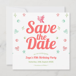 Save The Date Aquarelle rose Axolotl Anniversaire