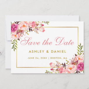 Save The Date Aquarelle Rose Blush Or Floral Enregistrer La Date