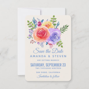 Save The Date Aquarelle Rose colorée Florale