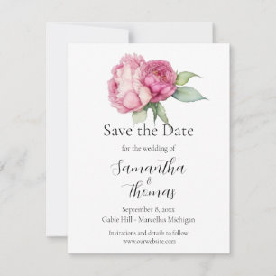Save The Date Aquarelle rose florales pivoine roses enregistrer
