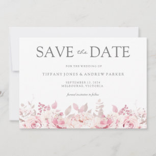 Save The Date Aquarelle rose pâle Mariage Floral Enregistrer La