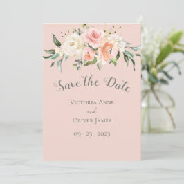 Save The Date Aquarelle rose pâle Mariage floral romantique