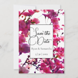Save The Date Aquarelle rose ressort floral   Arbre à fleurs