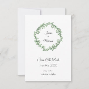Save The Date Aquarelle Rosemary Wreath Enregistrer La Date