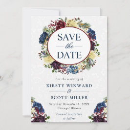 Save The Date Aquarelle rouge et marine Mariage de la couronne d