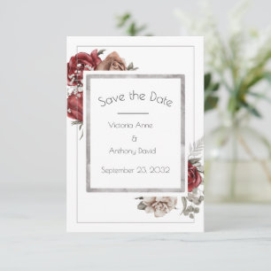 Save The Date Aquarelle rouge Rose Brown élégant