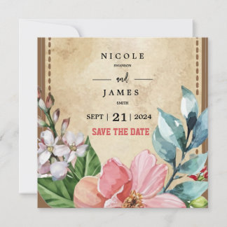 Save The Date Aquarelle Rustique Floral
