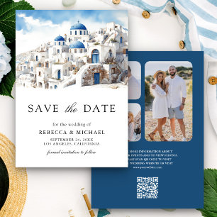 Save The Date Aquarelle Santorini Grèce Mariage photo