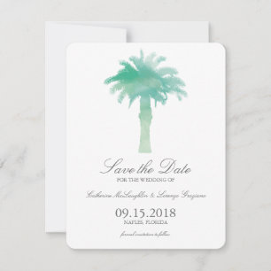 Save The Date Aquarelle Serene Palm Tree   Enregistrer la date