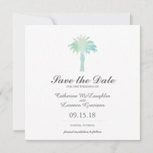 Save The Date Aquarelle Serene Palm Tree Enregistrer la date