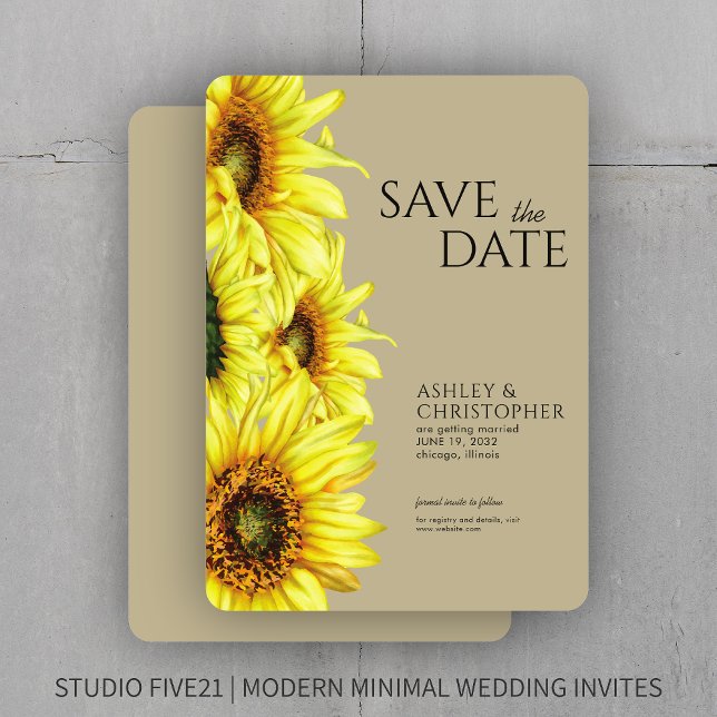 Save The Date Aquarelle Sunflower Wedding shower Kaki (Créateur téléchargé)