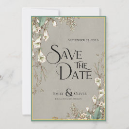 Save The Date Aquarelle terrestre vintage Fleur blanche