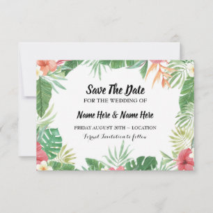 Save The Date Aquarelle tropicale Enregistrer La Date Aloha Invi