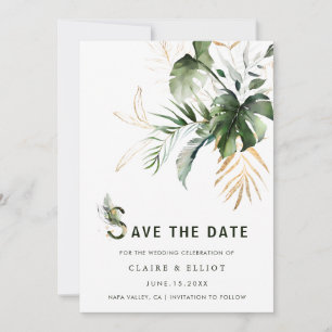 Save The Date Aquarelle tropicale Mariage de feuillage Enregistr
