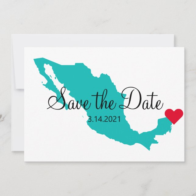 Save The Date Aquarelle Turquoise Turquoise Destination Mexique (Devant)