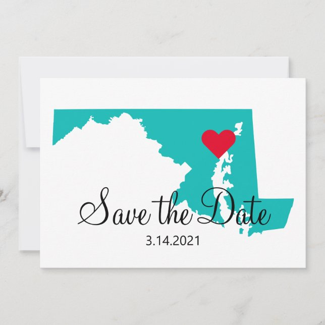 Save The Date Aquarelle Turquoise Turquoise Maryland Destination (Devant)