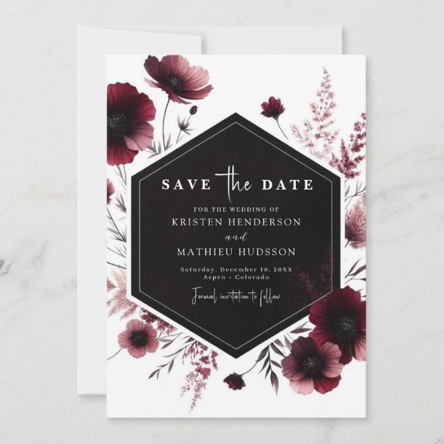 Save The Date Aquarelle unique Mariage de Bourgogne (Devant)