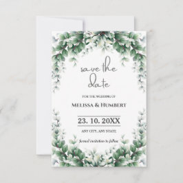 Save The Date Aquarelle Verdure Feuillage Eucalyptus Wreath